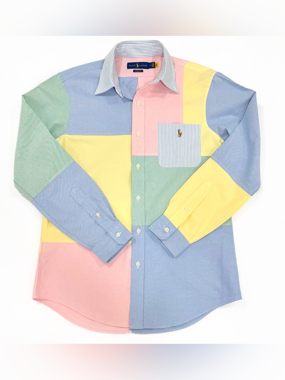 Polo Ralph Lauren Pastel Patchwork Oxford Shirt - Pink, Yellow, Mint, Blue | M